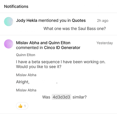 A notifications inbox
