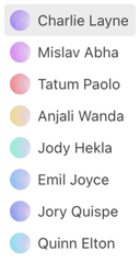 A list of mention suggestions