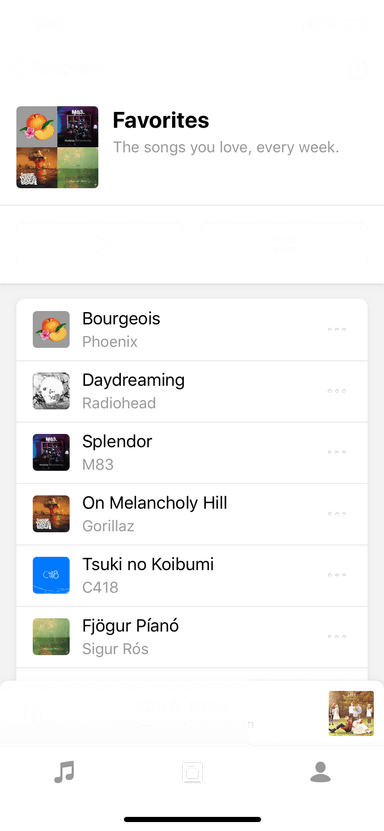 A music app interface