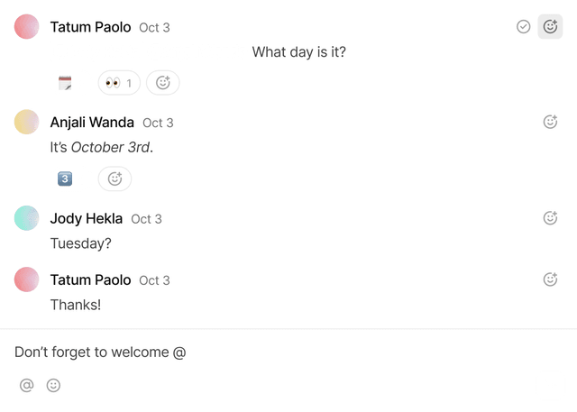 A thread with 2 comments and a composer